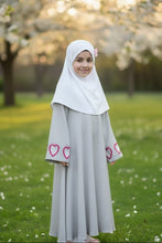 kids Heartline Abaya - silver grey