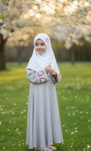 kids Heartline Abaya - silver grey