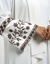sleeves Embroidry abaya-white