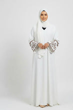 sleeves Embroidry abaya-white