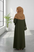 Leaf sleeves embroidery kids Abaya