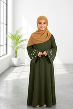 Leaf sleeves embroidery kids Abaya