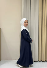 kids basic piping abaya-navy blue