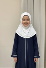 kids basic piping abaya-navy blue
